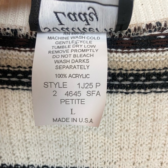 Vintage Southern Lady Stripe Sweater Vest neutrals P/Large Coastal fair isle - Picture 4 of 8